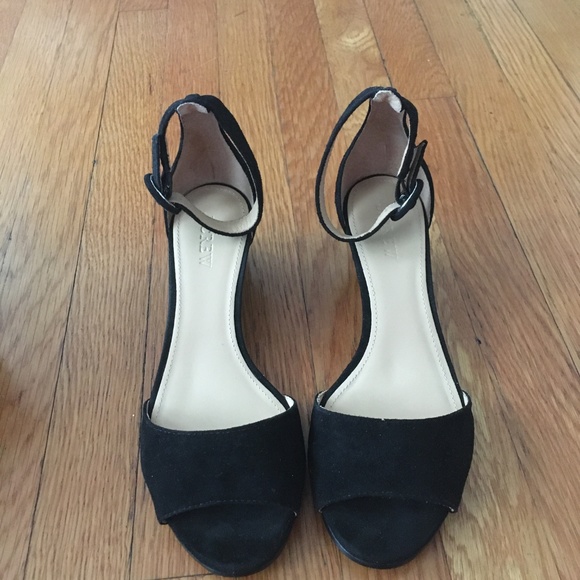 J.crew Laila Wedge Suede - black - size 6.5 - Picture 2 of 5